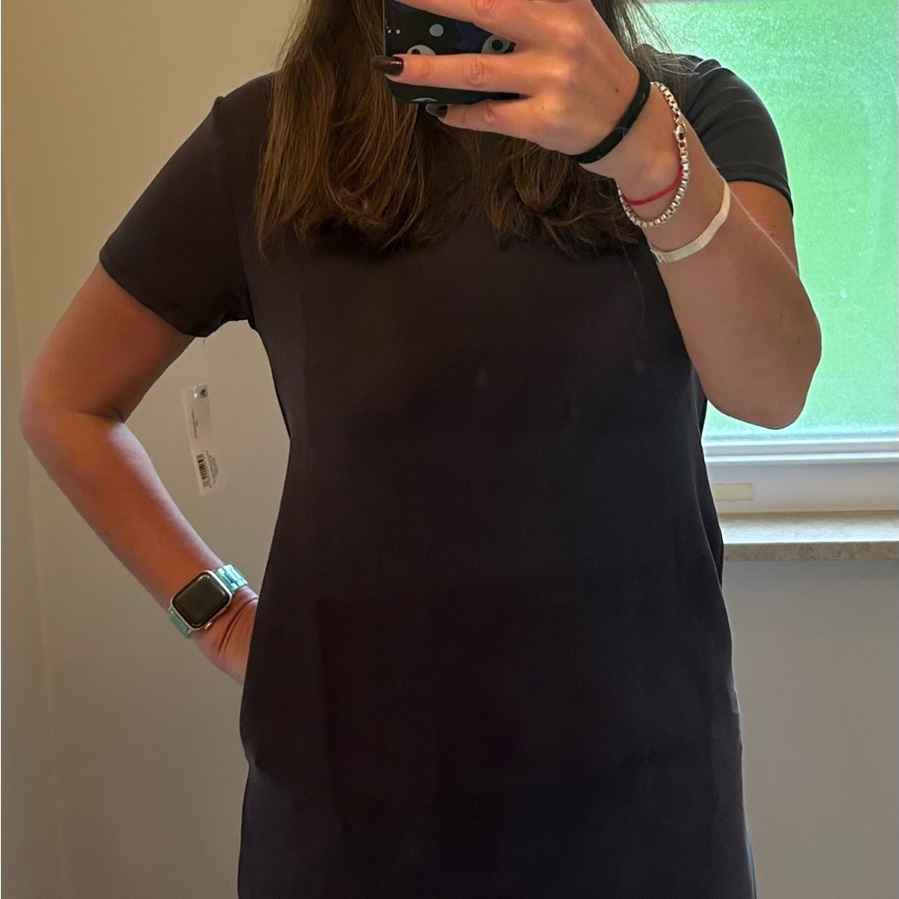 Black Soft T-Shirt Dress w/ Pockets XS – Casual Everyday Comfy (NWT) - sandwash